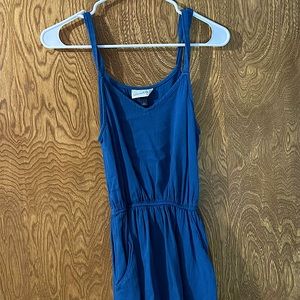 Navy blue midi dress.